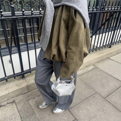 EmberLuxe Suede Bomber Jacket