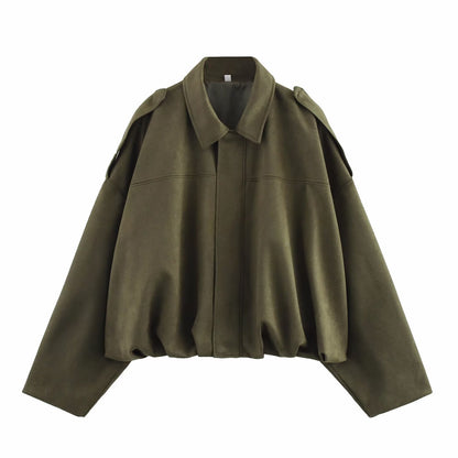 EmberLuxe Suede Bomber Jacket