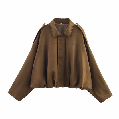 EmberLuxe Suede Bomber Jacket