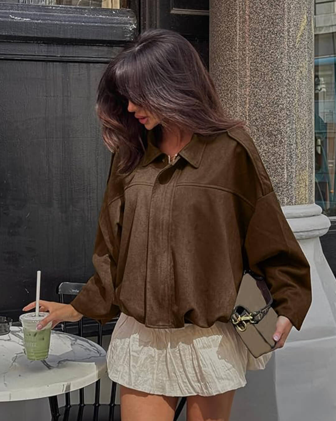 EmberLuxe Suede Bomber Jacket